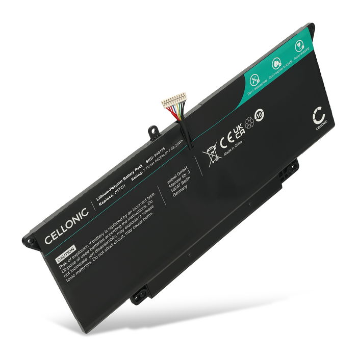 1x Battery for Dell Latitude 7410 2-in-1, 7310, 7000 2-in-1, 7410 14 Touchscreen 2 in 1, 7CXN6, 7CXN6, CQCQ, JHT2H 7.7V 6400mAh from CELLONIC