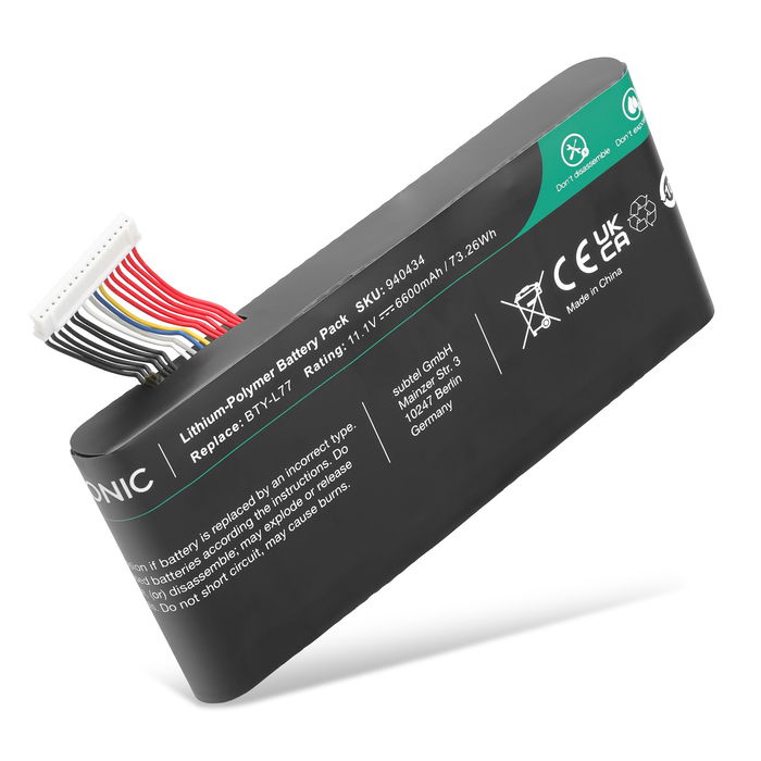 Batteri for MSI GT72 2QE, GT72S 6QE, GT72 6QD, GT72VR 6RD, GT72 2QD, GT72VR 7RE, GT72VR 6RE 6600mAh 11.1V fra CELLONIC