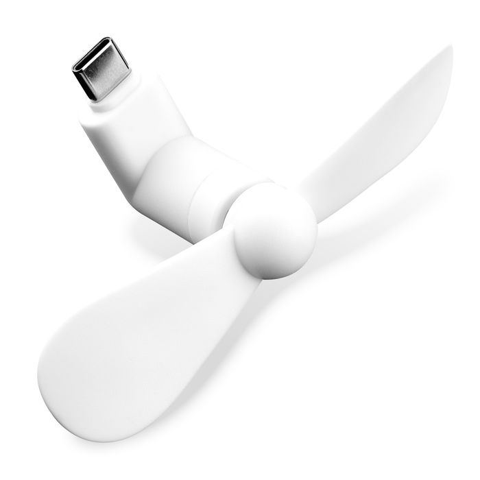 CELLONIC USBC telefonvifte for smarttelefon, mobiltelefon, nettbrett, Switch – Søt og kraftig Type C OTG vifteplugg – Mini, bærbar reisefvifte – hvit