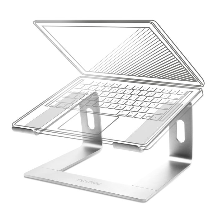 CELLONIC Universal Laptop Stand for Desk - Lightweight Aluminium Ergonomic Cooling Computer Riser Tray - Fits All Laptop & Notebook Types