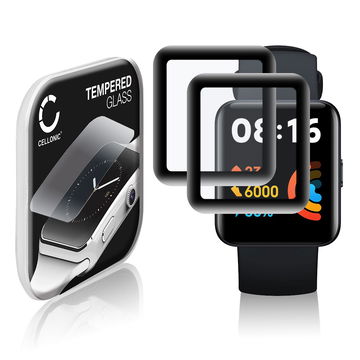 2x Skjermbeskytter glass Xiaomi Redmi Watch 2 Lite (3D Full Cover, 9H, 0,33mm, Full Glue) Herdet Glass
