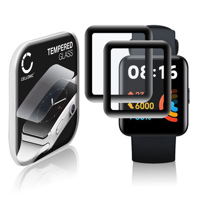 2x Skjermbeskytter glass Xiaomi Redmi Watch 2 Lite (3D Full Cover, 9H, 0,33mm, Full Glue) Herdet Glass
