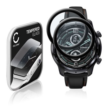 2x Skjermbeskytter glass TicWatch Pro 3 (3D Full Cover, 9H, 0,33mm, Full Glue) Herdet Glass