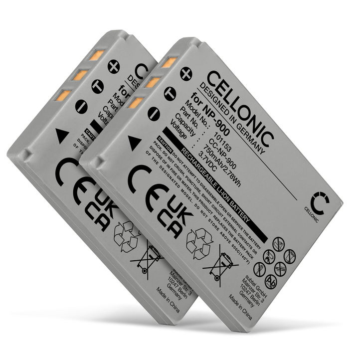 2x Batteri for Praktica DCZ 10.4, DCZ 8.3, Luxmedia 7103, Luxmedia 8203, Luxmedia 8213 Kameraer 750mAh fra CELLONIC