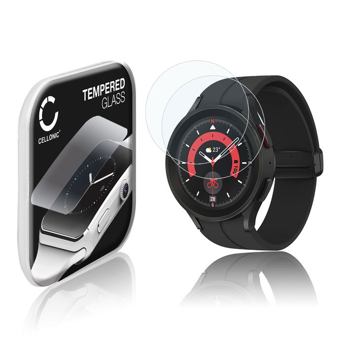 2x Skjermbeskytter glass Samsung Galaxy Watch 5 Pro (2.5D, 9H, 0,30mm, Full Glue) Herdet Glass