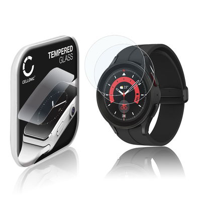 2x Skjermbeskytter glass Samsung Galaxy Watch 5 Pro (2.5D, 9H, 0,30mm, Full Glue) Herdet Glass