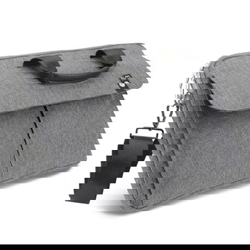 Laptopveske med skulderrem – 14,1" til 15,4" universell beskyttende bæreveske med flere rom, for arbeid, skole, kontor, reise – grå