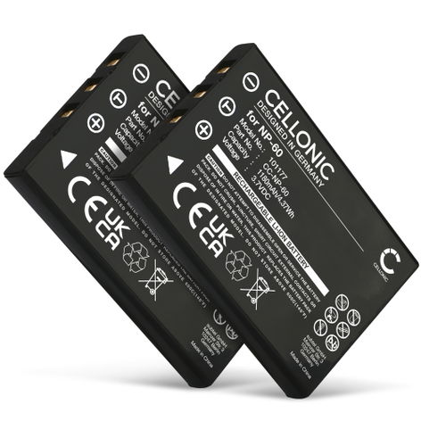 2x Batteri for Fuji FinePix M603, FinePix F401, FinePix F410, FinePix F601 NP-60 (1180mAh, 3.7V) fra CELLONIC