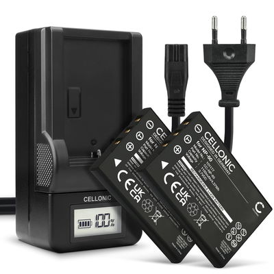 2x Batteri for Fuji FinePix M603, FinePix F401, FinePix F410, FinePix F601, NP-60 1180mAh + Lader fra CELLONIC