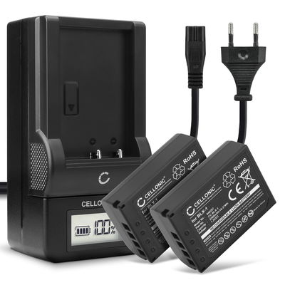 2x Batteri for Olympus OM System OM-1 / Olympus BLX-1 / Olympus BCX-1 Kameraer 2260mAh + Lader fra CELLONIC