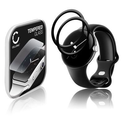 2x Skjermbeskytter glass Google Pixel Watch (3D Full Cover, 9H, 0,33mm, Full Glue) Herdet Glass