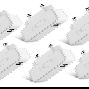 4x Port USB Lader for med 12W 2.4A 5V USB hurtiglader med 1x USB Kontakt USB plugg for stikkontakt, Veggkontakt