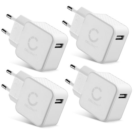 4x USB-lader med 1 USB-port til Apple iPhone 17, 17 Pro Max, 17 Pro, 16, 15, 13 fra CELLONIC