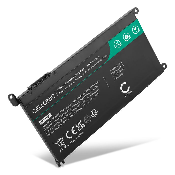 Dell 0Y07HK Batteri 11.4V 3400mAh fra Cellonic