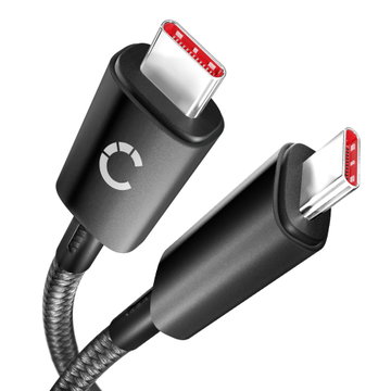 100 W USB-C til USB-C-kabel – 1m nylonflettet kabel USB 3.1 hurtiglading 10 Gbps dataoverføring 8K Ultra HD for iPhone, Galaxy, Huawei, Xiaomi – svart