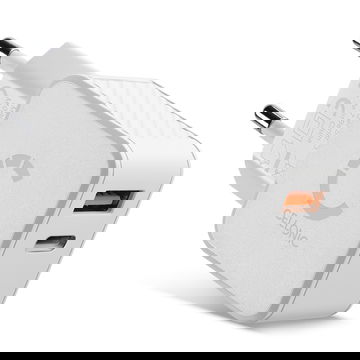 CELLONIC USB- og USB C-lader Dobbel USB til veggkontakt Strømadapter 20W PD Hurtiglading 2-port til iPhone, Samsung, iPad, Huawei, Switch, PSP, telefon, nettbrett - Hvit