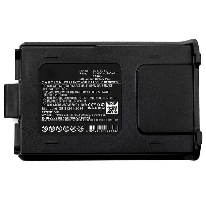 Batteri for Baofeng BF-F8 Plus BF-F8HP BF-F9 BF-F9 V2 plus RD-5R TYT F8 TYT F9 UV-5A UV-5B UV-5C UV-5E UV-5R 1200mAh fra CELLONIC
