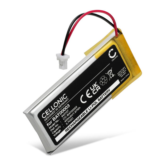 Batteri for Cardo Scala Rider Q3, Rider Q1, Rider Solo, Rider FM BAT00003 (450mAh, 3.7V) fra CELLONIC