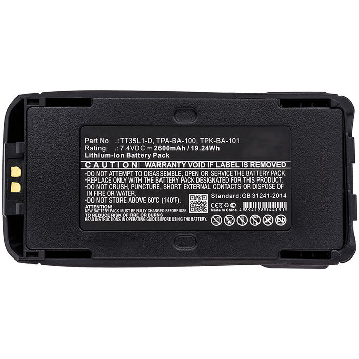 Batteri for Tait TP9300, TP8100, TP9400, TP8110, TP8115, TP8120, TP8140, TP8135, TPA-BA-100 7.4V 2600mAh Lithiumion fra CELLONIC