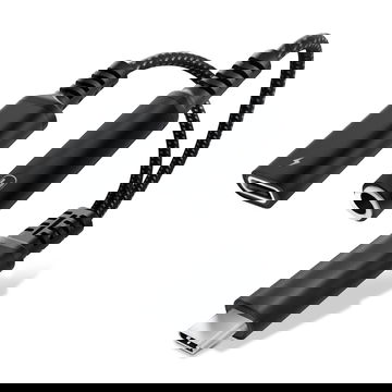 CELLONIC USB-C-adapter, 3,5 mm-uttak /AUX-splitter, lyd og lading, 60W PD, USB-C hurtigladerkabel for iPhone, Samsung, telefon, headset, hodetelefoner – svart