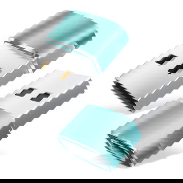 2x Adapter USB C til USB A – USB-C (høne) til USB-A (hane)-forbindelse med rask lading og dataoverføring til iPhone, iPad, Galaxy, telefon, nettbrett, laptop - grønn