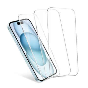 3x CELLONIC iPhone 15 skjermbeskytter – 6,1" skjermbeskytter telefon, 2,5D dekkende lim, 0,33mm ultratynt 9H-herdet glass, skjermbeskytter smarttelefon