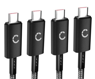 2xUSB C til USB C datakabel 100W, 1 m - USB C-kabel av flettet nylon, USB 3.1, 10 Gbit/s, 8K for mobiltelefon, nettbrett, smartklokke, GPS, høyttaler og mer
