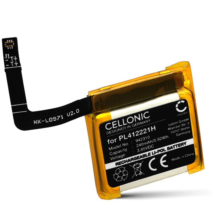 1x Batteri for Amazfit GTS 1, GTS 1S, C17, A1913, A1914, A2021, PL412221H (240mAh, 3.85V) fra CELLONIC