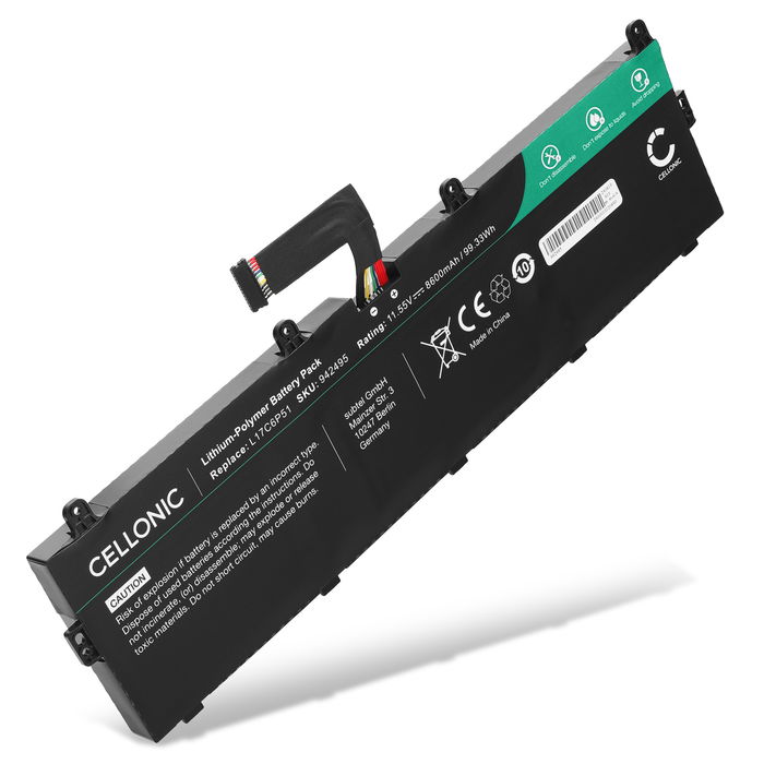 Batteri for Lenovo ThinkPad P72, P73, Lenovo 01AV497, L17M6P52, SB10K97636, 01AV498, L17C6P51 8600mAh 11.55V fra CELLONIC