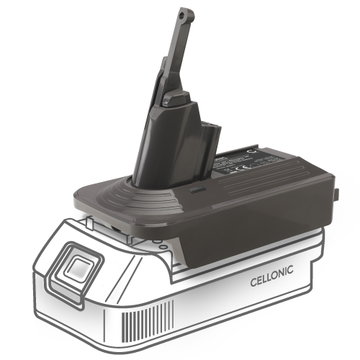 DeWalt 18V / 20V eller Milwaukee 18V til Dyson V7 & V8-seriens batteriadapter konverter fra CELLONIC