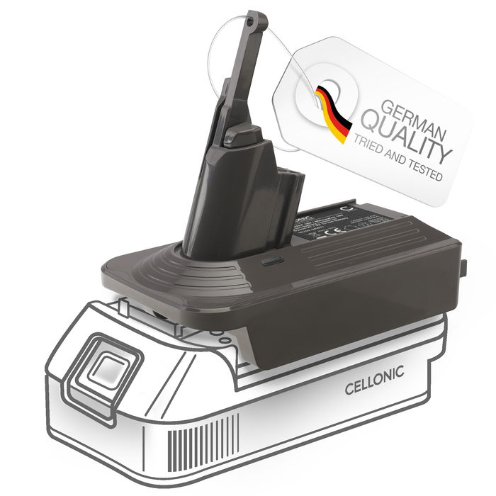 DeWalt 18V / 20V eller Milwaukee 18V til Dyson V7 & V8-seriens batteriadapter konverter fra CELLONIC