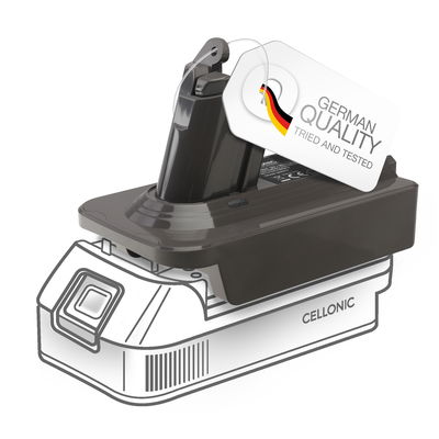 DeWalt 18V-20V eller Milwaukee 18V til Dyson V6-seriens batteriadapter - konverter MT18V6 for Dyson støvsugere fra CELLONIC