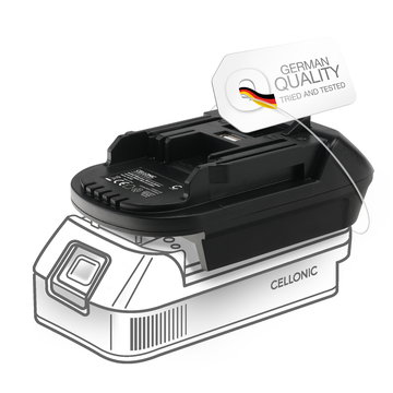 DeWalt 18V-20V eller Milwaukee 18V til Makita 18V Li-ion batteriadapter - DM18M konverter for Makita verktøy fra CELLONIC