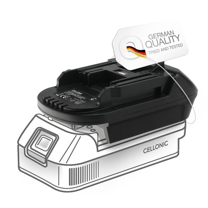 DeWalt / Milwaukee 18V til Makita DDF486 batteriadapter fra Cellonic