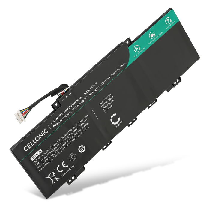 Batteri for HP Pavilion x360 14-EK, 14-DY, Aero 13, PC03, PC03XL, PC03043XL 3400mAh 11.55V fra CELLONIC