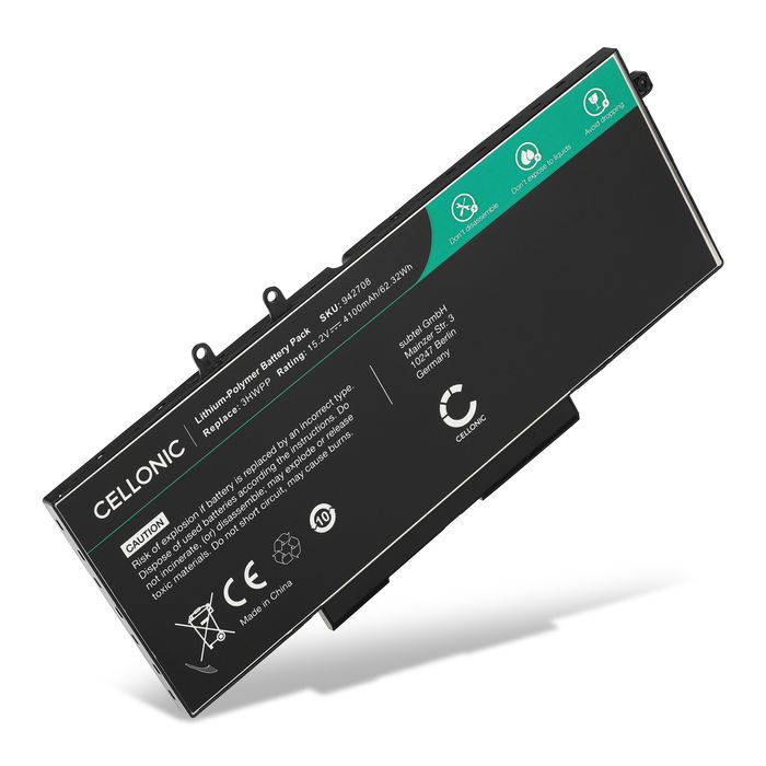 Batteri for Dell Latitude 5410, 5510, 5401, Precision 3551, 3541, 3550, Vostro 5410, 3HWPP, 3PCVM, 401D9 4100mAh 15.2V fra CELLONIC