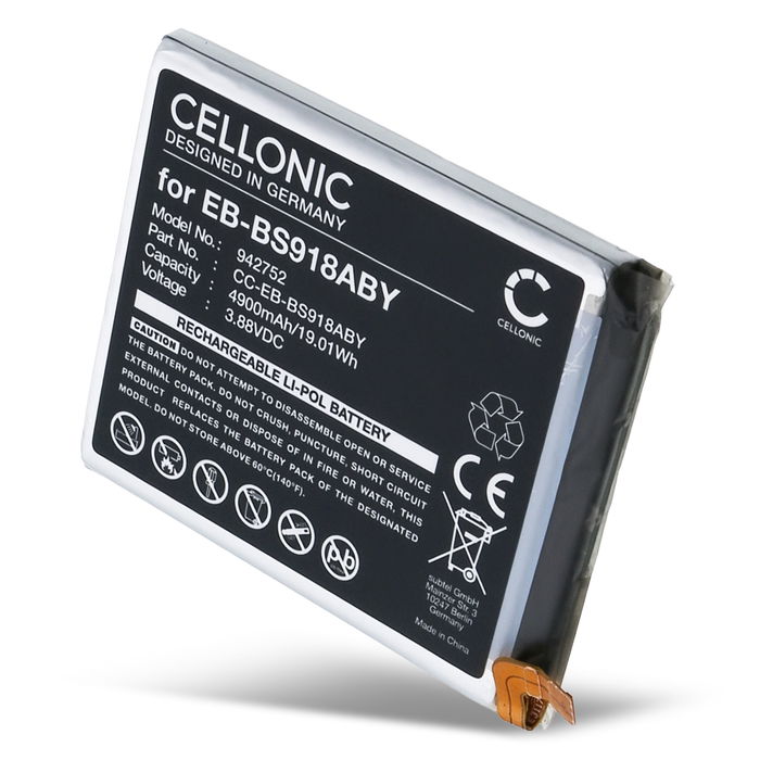 Batteri for Samsung Galaxy S23 Ultra, S23 Ultra 5G, SC-52D, SGH-N795, SM-S9180 4900mAh fra CELLONIC
