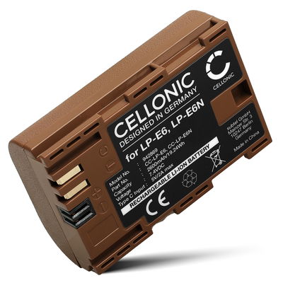 Batteri for Canon EOS 80D, 70D, 60D, 7D, 6D, 5DS, EOS 5D Mark IV, III, II TLP-E6P (2600mAh, 7.4V) fra CELLONIC