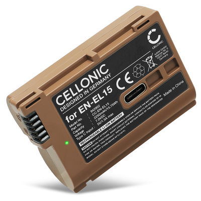 1x Batteri for Nikon D850 D750 D7500 1 V1 D810 D800 D7100 D7000 EN-EL15 EN-EL15b EN-EL15a (2250mAh, 7.4V) fra CELLONIC