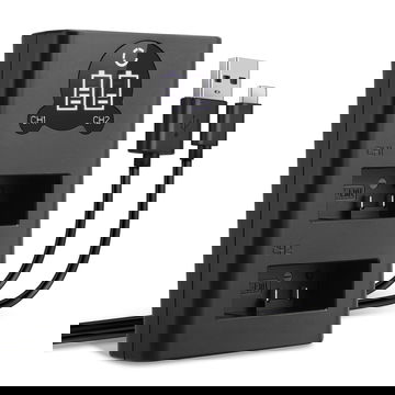 USB dobbel lader (AHDBT-1301) for GoPro HERO13 Black + 1m + USB Kabel fra CELLONIC