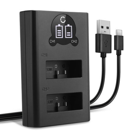 Dobbel batterilader til GoPro HERO13 Black (AHDBT-1301) + USB-kabel fra CELLONIC
