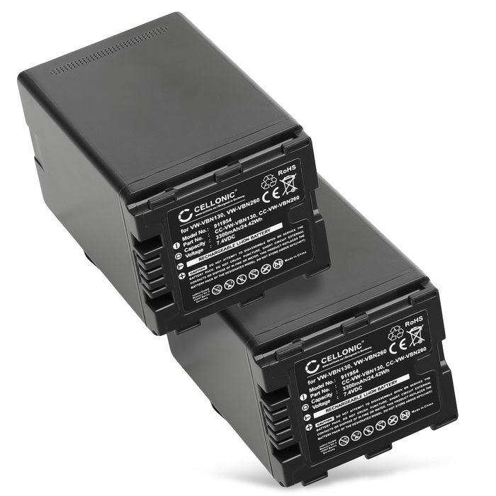 2x Batteri for Panasonic HC-X929 HDC-TM900 HDC-SD900 HDC-SD800 HDC-SD909 HDC-HS900 HC-X810 3300mAh fra CELLONIC