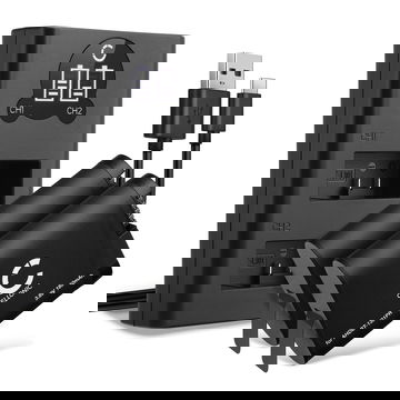 2x Batteri for GoPro Hero 13, AHDBT-1301 AHDBT-1301PR (1900mAh, 3.89V) + Dobbel Lader fra CELLONIC