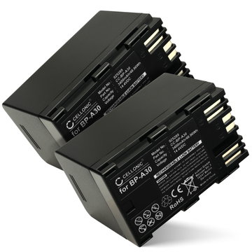 2x Batteri for Canon XF605, EOS C300 Mark II, XF705, CA-CP200L, BP-A30, EOS C200B BP-A30 (3400mAh, 14.4V) fra CELLONIC