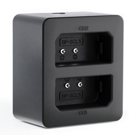 USB Dual Battery Charger for Leica M10 Monochrom; M10-P; M10-R – charges 2x LC-SCL5 batteries, 8.4W, 1m + USB Cable from CELLONIC