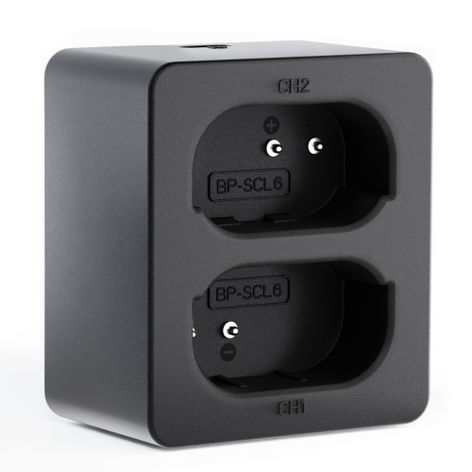 Dobbel batterilader til Leica Q3; Q2 (LC-SCL6) + USB-kabel fra CELLONIC