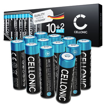 12-pakning CELLONIC 1.5V Alkaline AA-batterier – 2900mAh LR6, AM3, Mignon, MN1500 engangsbatterier til fjernkontroller, leker, lommelykter, klokker og mer