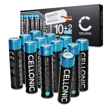 12-pakning CELLONIC 1.5V Alkaline AAA-batterier – 1250mAh LR03, Micro, MN2400 engangsbatterier til fjernkontroller, LED-lys, leker, små elektroniske enheter m.m.