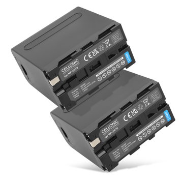 2x Batteri for Sony HXR NX 100, NEX FS700R, FS700RH, HVR-Z1, HVR-V1, HVR-NX5 NP-F930 NP-F950 NP-F960 NP-F970 XL-B2 XL-B3 (10050mAh, 7.4V) fra CELLONIC