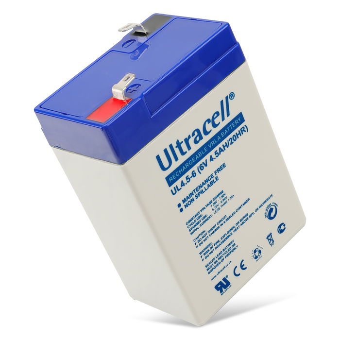 Battery for Bleiakku 6 V, 4,5 Ah (UL4.5-6) Faston (4,8 mm) UL4.5-6 (4500mAh, 6V) by Ultracell